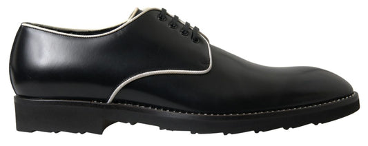 Dolce & Gabbana Black White Leather Formal Shoes Dolce & Gabbana