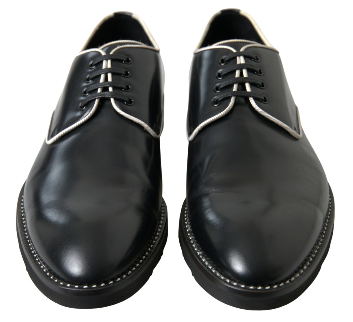 Dolce & Gabbana Black White Leather Formal Shoes Dolce & Gabbana