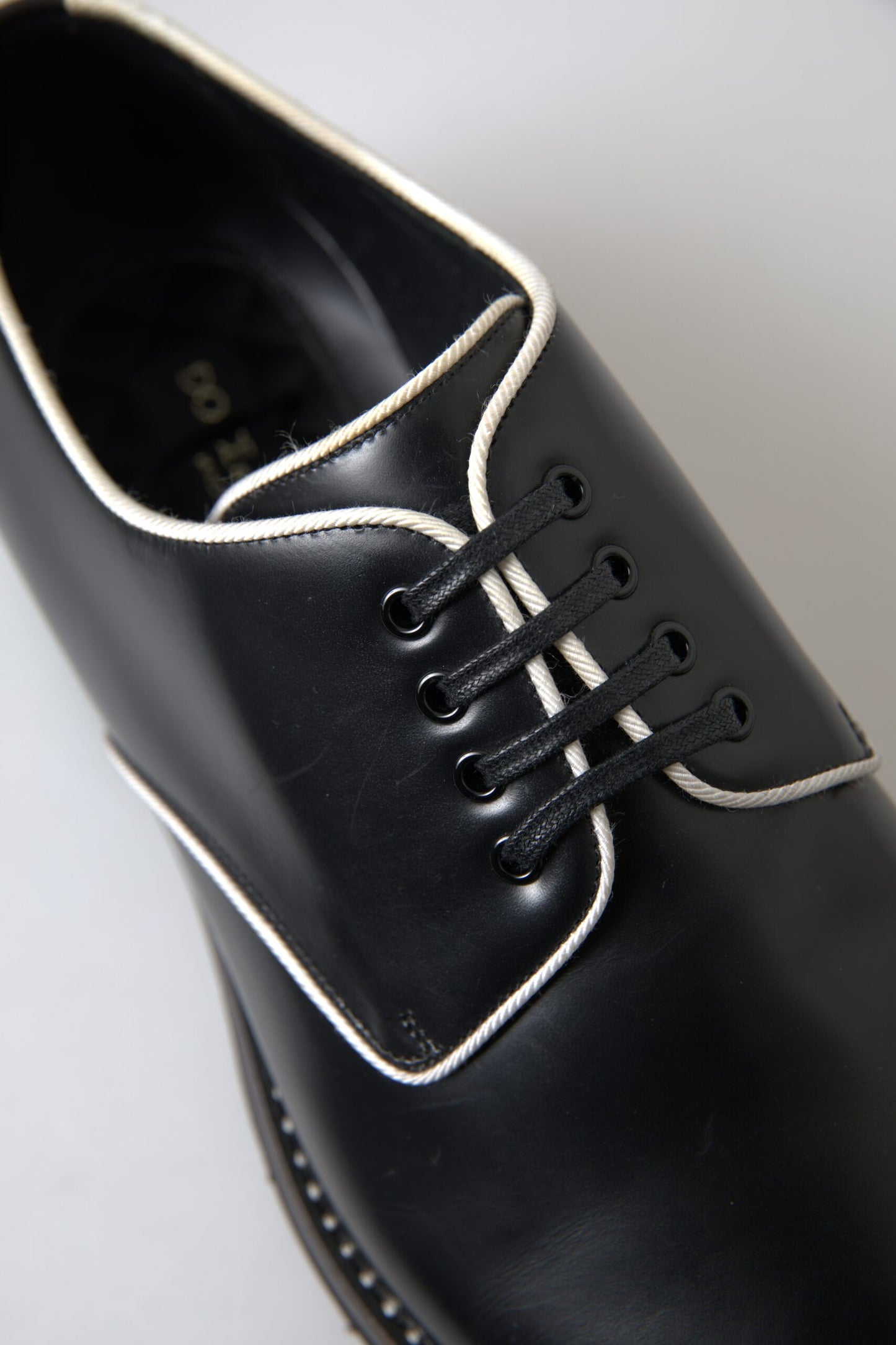 Dolce & Gabbana Black White Leather Formal Shoes Dolce & Gabbana