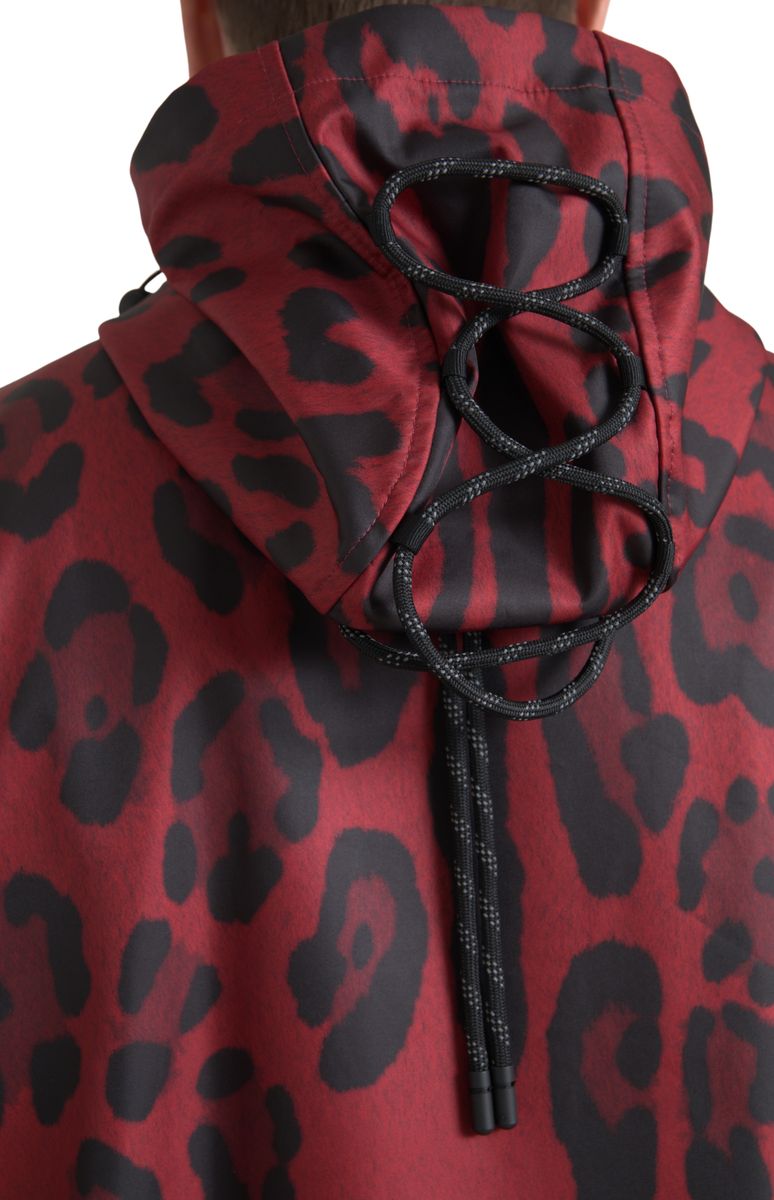 Dolce & Gabbana Red Leopard Hooded Rain Coat Jacket Dolce & Gabbana