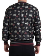 Dolce & Gabbana Black Ring Print Silk Crewneck Sweater