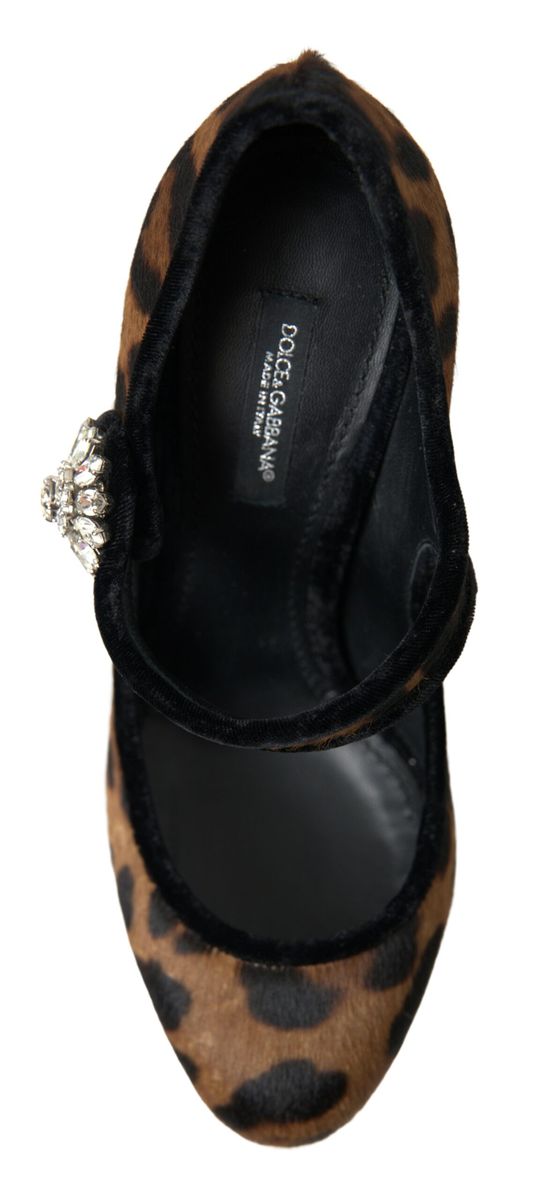 Dolce & Gabbana Black Brown Calf Leopard Heel Mary Jane Pump Shoes Dolce & Gabbana