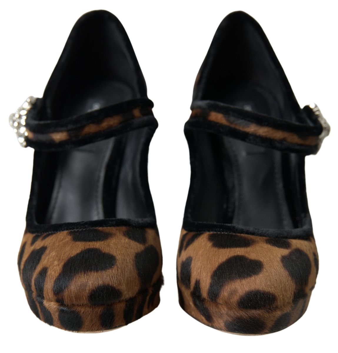 Dolce & Gabbana Black Brown Calf Leopard Heel Mary Jane Pump Shoes Dolce & Gabbana