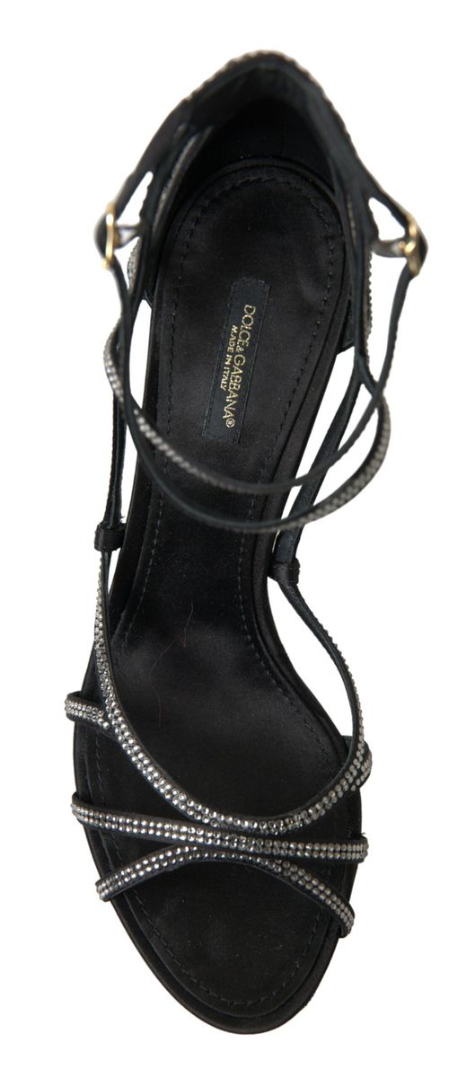 Dolce & Gabbana Rhinestone Stiletto Sandal Satin Shoes Dolce & Gabbana