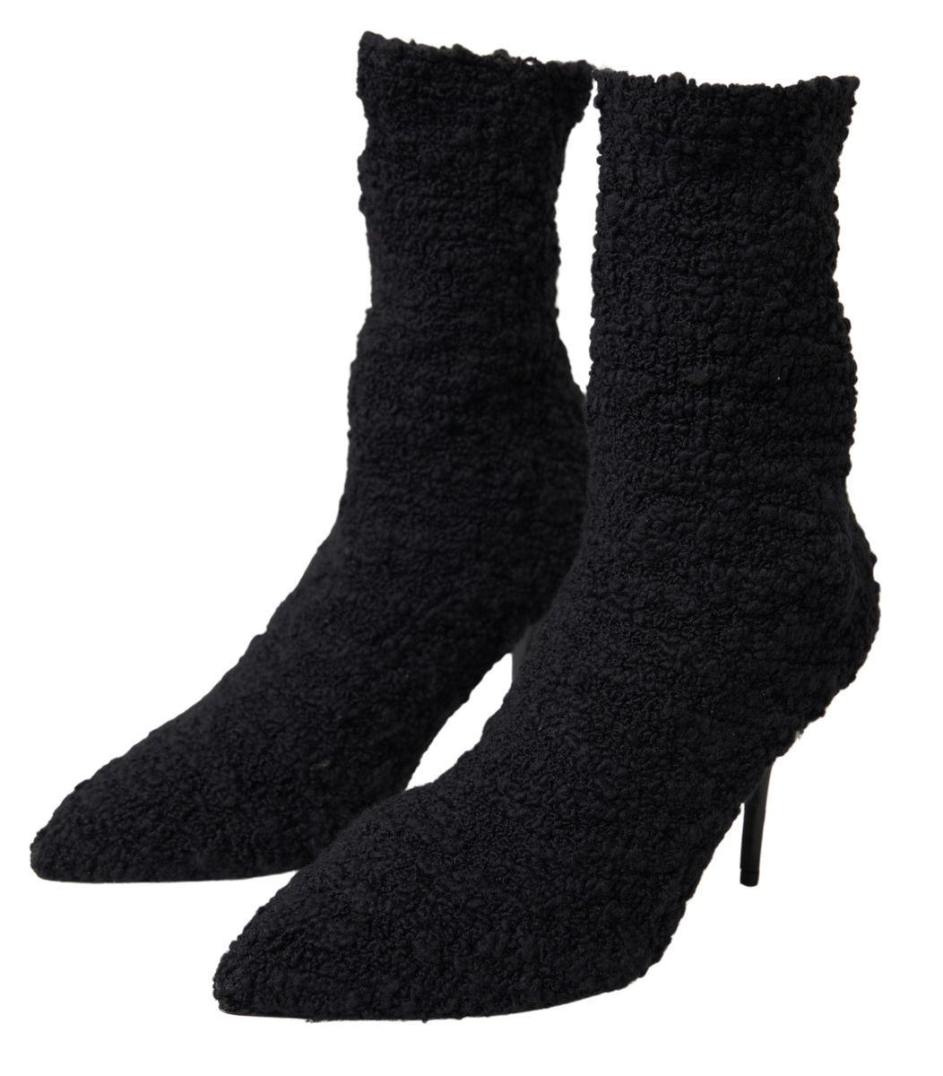 Dolce & Gabbana Black Stiletto Heels Mid Calf Boots Dolce & Gabbana