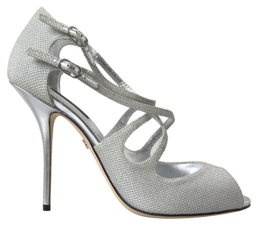 Dolce & Gabbana Silver Shimmers Sandals Heel Pumps Shoes Dolce & Gabbana