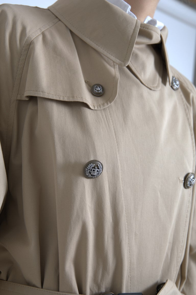 Dolce & Gabbana Khaki Double Breasted Trench Coat Jacket Dolce & Gabbana