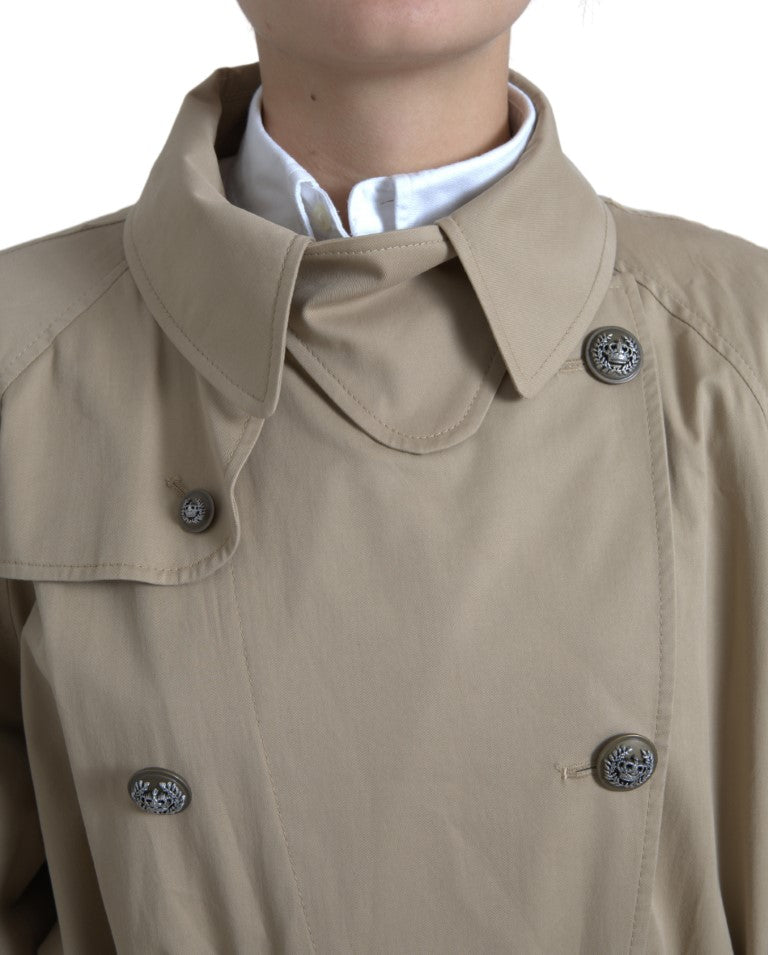 Dolce & Gabbana Khaki Double Breasted Trench Coat Jacket Dolce & Gabbana