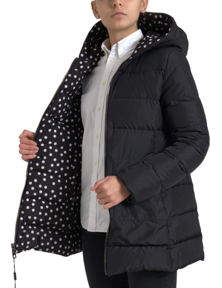 Dolce & Gabbana Black Polyester Hooded Reversible Jacket Dolce & Gabbana