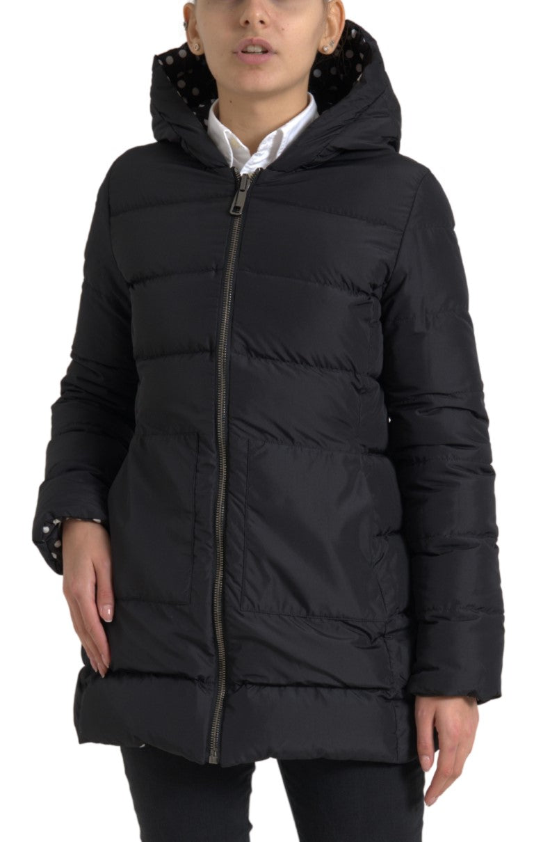 Dolce & Gabbana Black Polyester Hooded Reversible Jacket Dolce & Gabbana