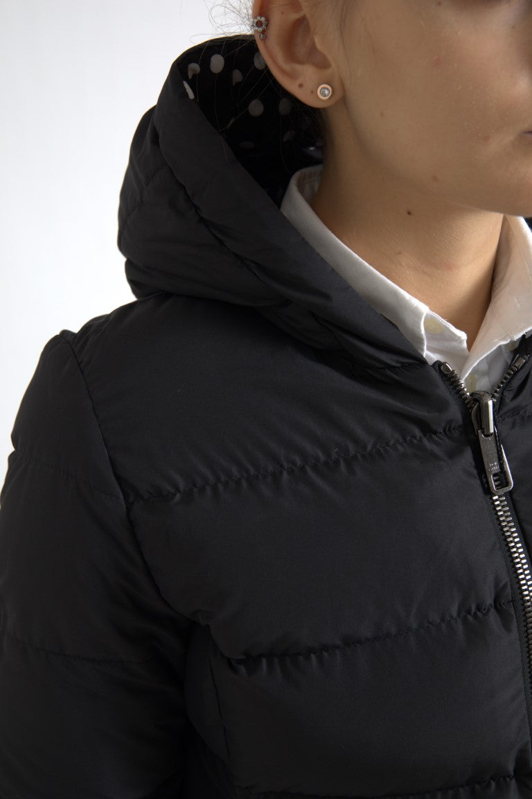 Dolce & Gabbana Black Polyester Hooded Reversible Jacket Dolce & Gabbana