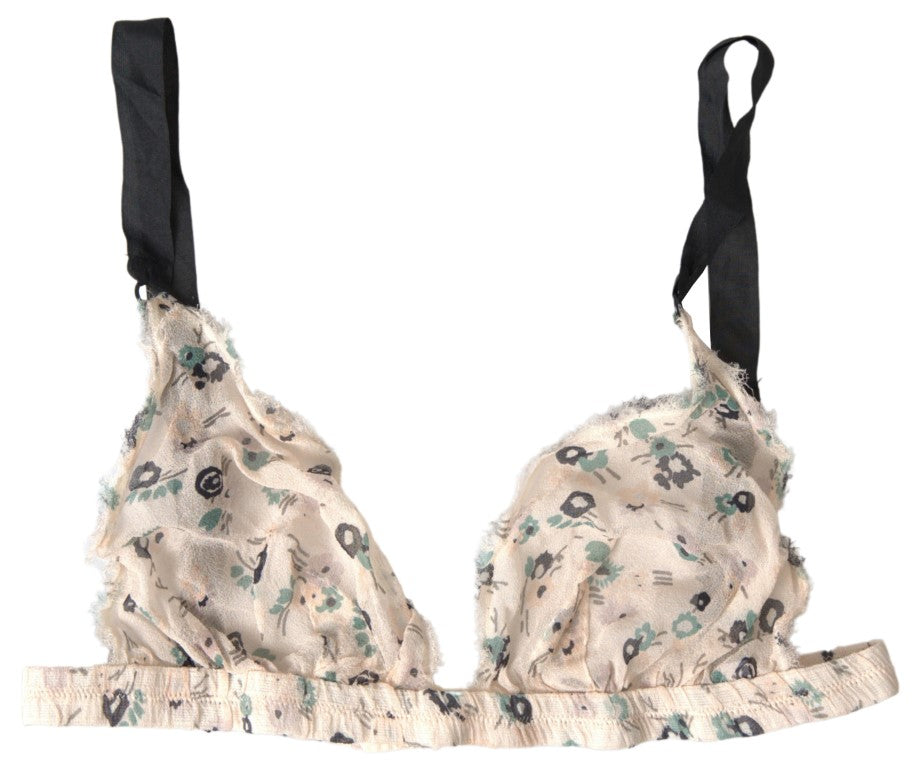 Costume National Beige Floral Underwear Bikini Bra Costume National