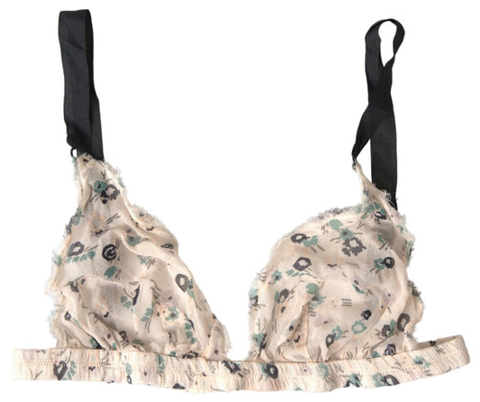 Costume National Beige Floral Underwear Bikini Bra Costume National