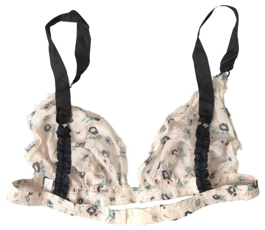 Costume National Beige Floral Underwear Bikini Bra Costume National
