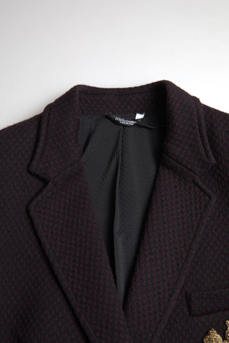 Dolce & Gabbana Purple Logo Embroidery Double Breasted Blazer Dolce & Gabbana