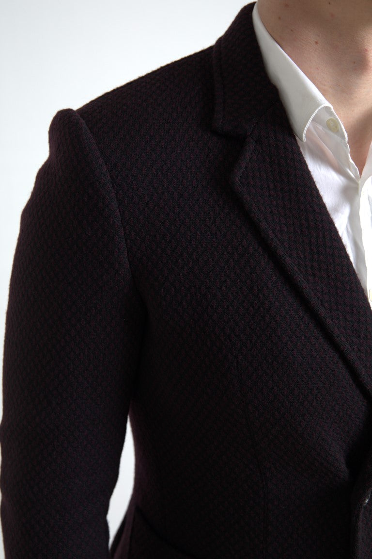 Dolce & Gabbana Purple Logo Embroidery Double Breasted Blazer Dolce & Gabbana