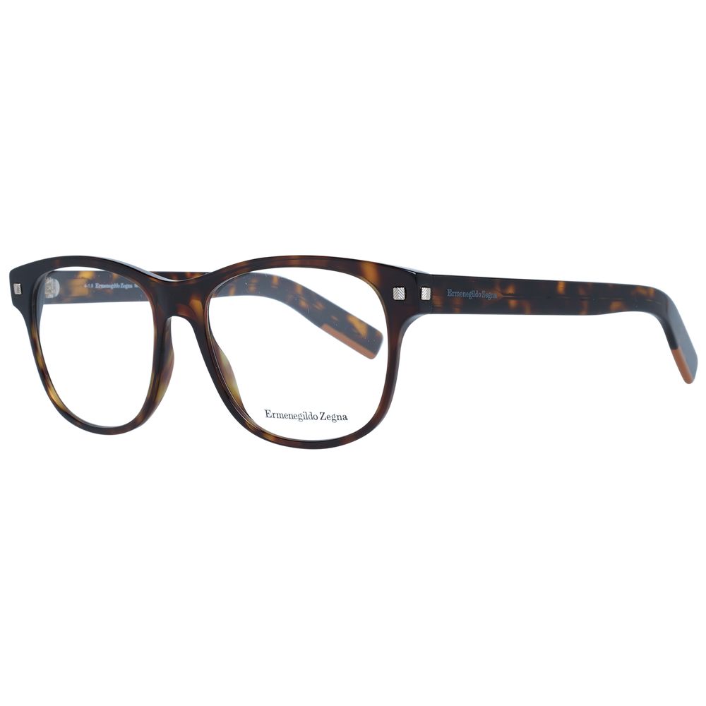 Ermenegildo Zegna brown plastic glasses frames with a sleek, modern design and smooth finish.