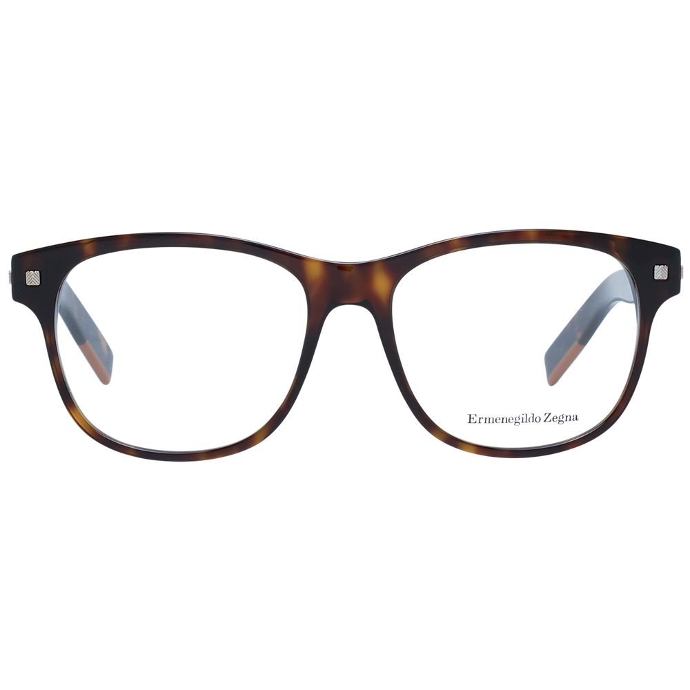 Ermenegildo Zegna brown plastic eyeglass frames with a sleek, modern design and rounded edges.