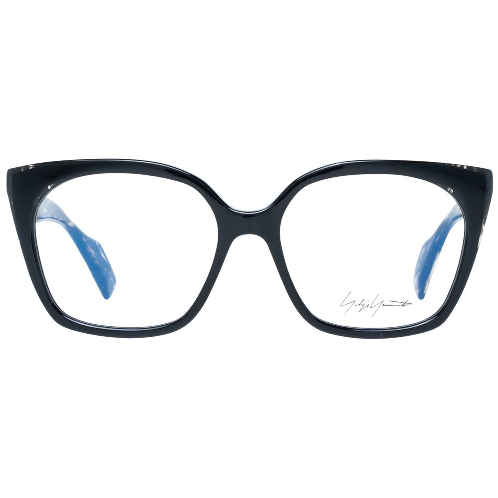 Yohji Yamamoto black plastic glasses frames with sleek, modern design and clear lenses, stylish eyewear for everyday wear.