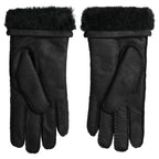 Dolce & Gabbana Black Leather Fur Short Hands Mitten Men Gloves