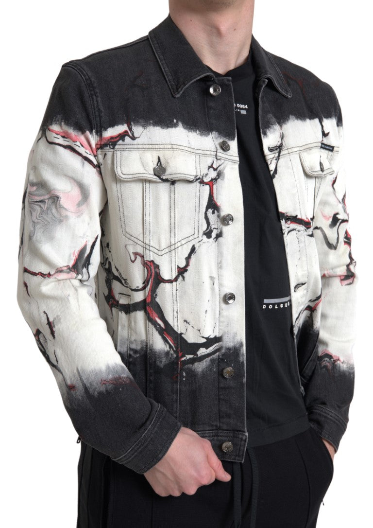 Dolce & Gabbana Multicolor Cotton Collared Denim Jacket Dolce & Gabbana