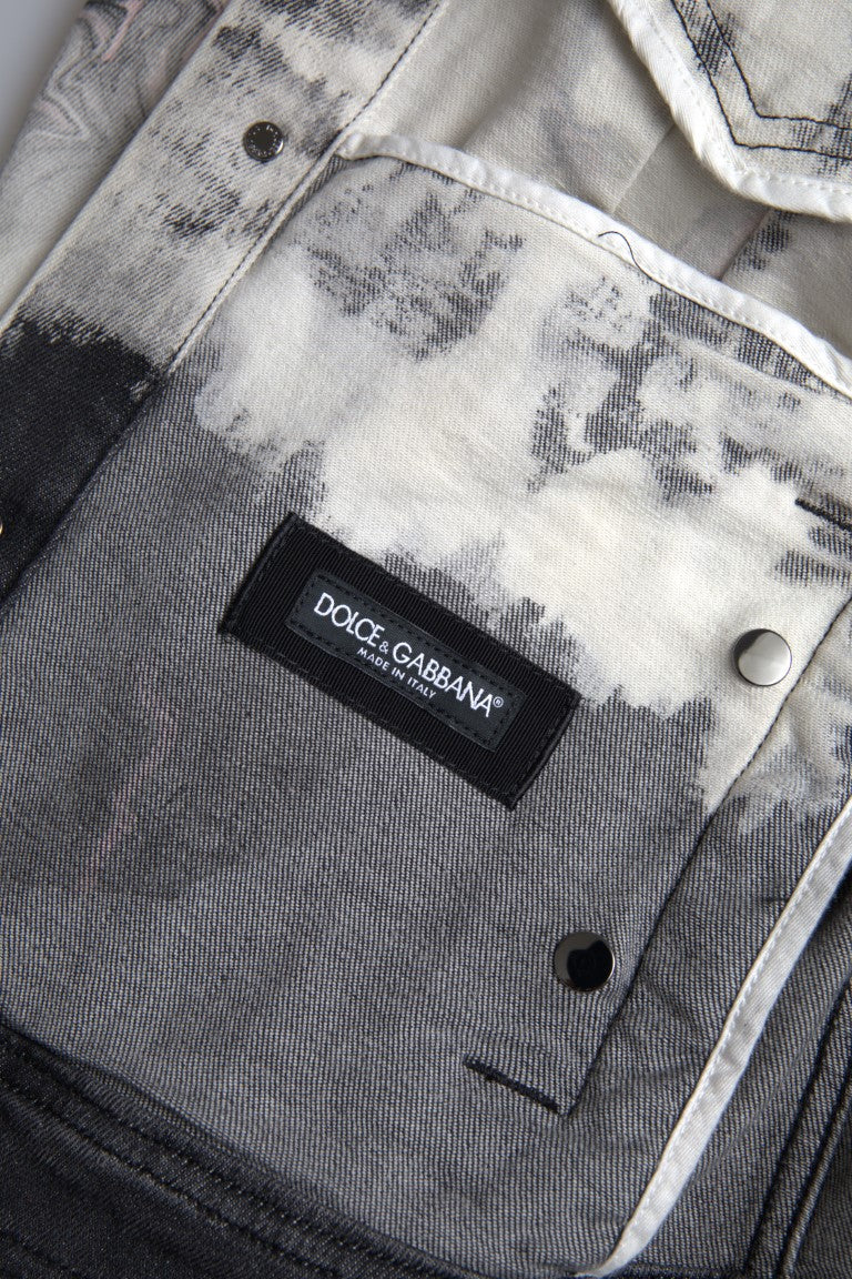 Dolce & Gabbana Multicolor Cotton Collared Denim Jacket Dolce & Gabbana