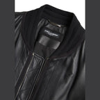 Dolce & Gabbana Black Leather Blouson Full Zip Bomber Jacket