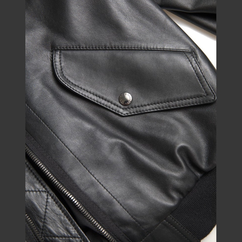 Dolce & Gabbana Black Leather Blouson Full Zip Bomber Jacket