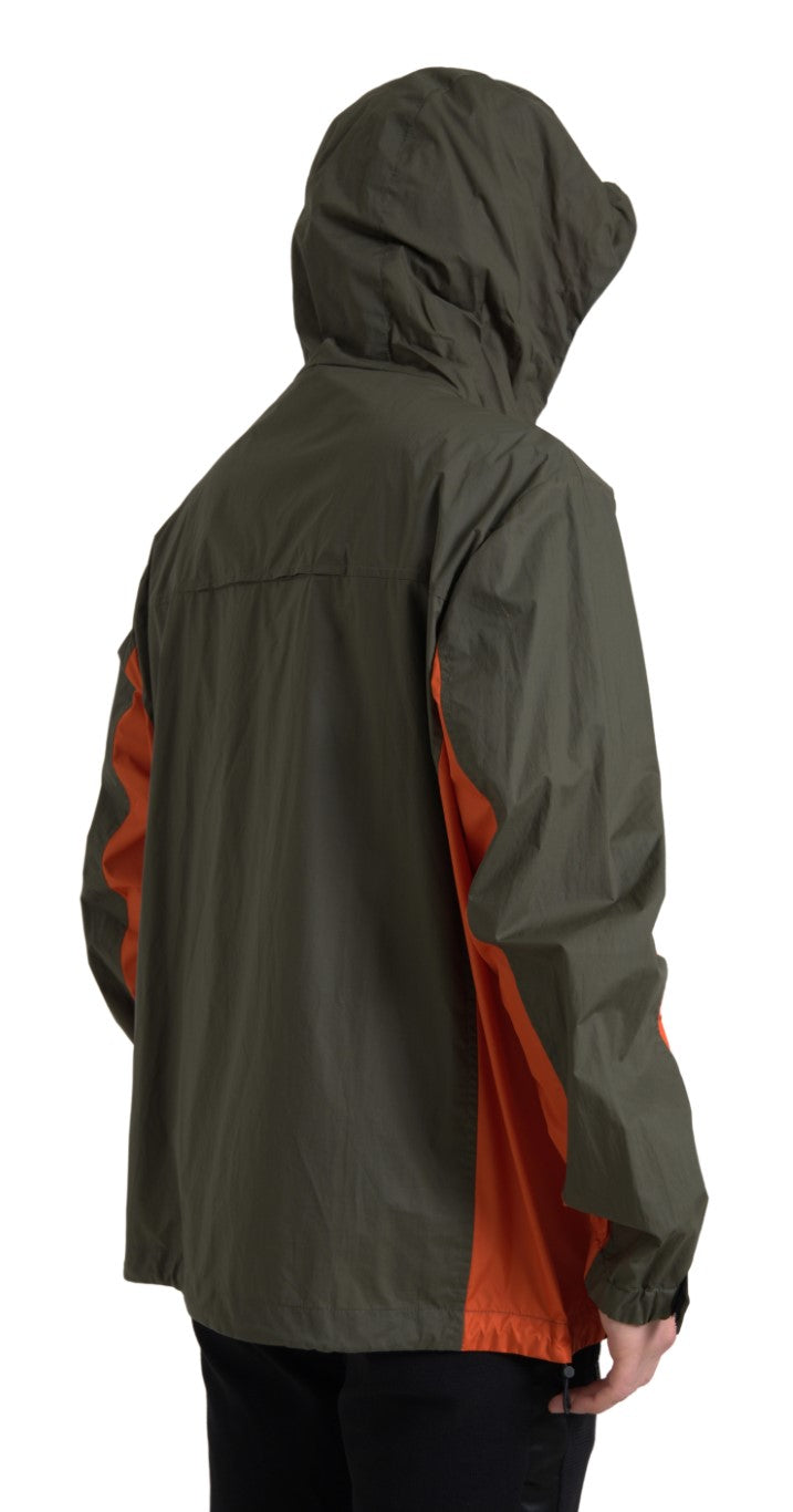 Dolce & Gabbana Green Orange Hooded Cotton Full Zip Jacket Dolce & Gabbana