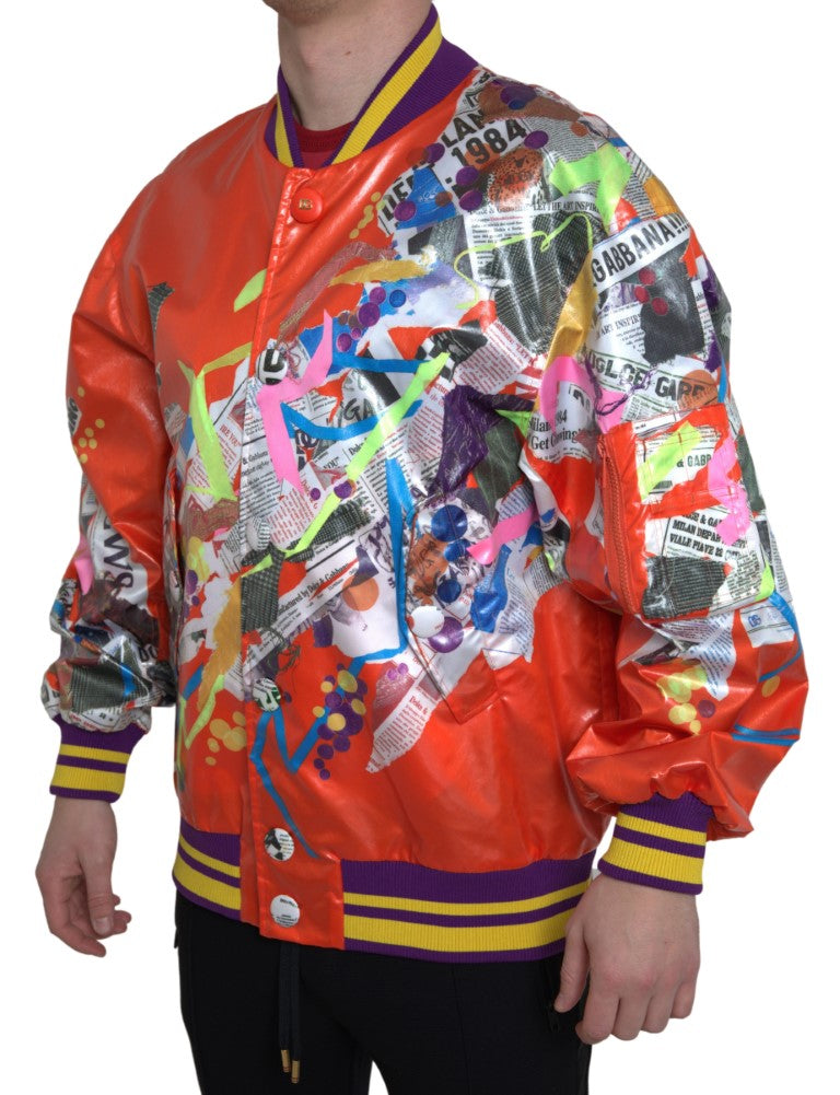 Dolce & Gabbana Orange Polyester Button Blouson Jacket Dolce & Gabbana