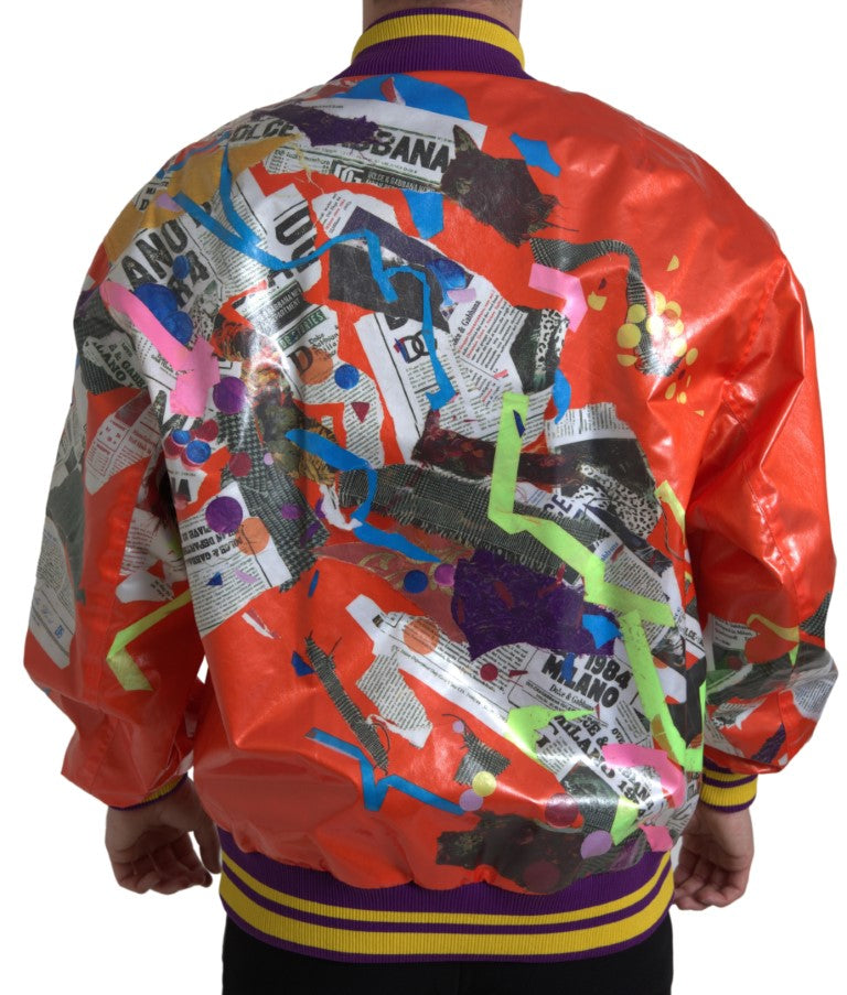 Dolce & Gabbana Orange Polyester Button Blouson Jacket Dolce & Gabbana