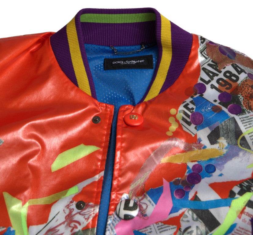 Dolce & Gabbana Orange Polyester Button Blouson Jacket Dolce & Gabbana
