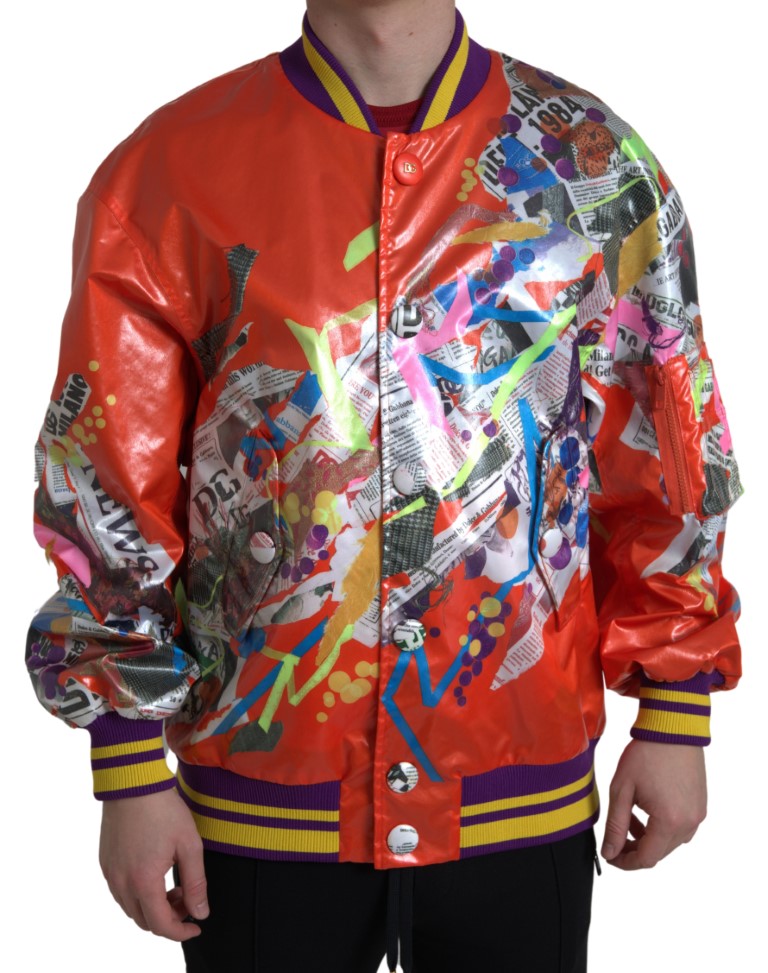 Dolce & Gabbana Orange Polyester Button Blouson Jacket Dolce & Gabbana