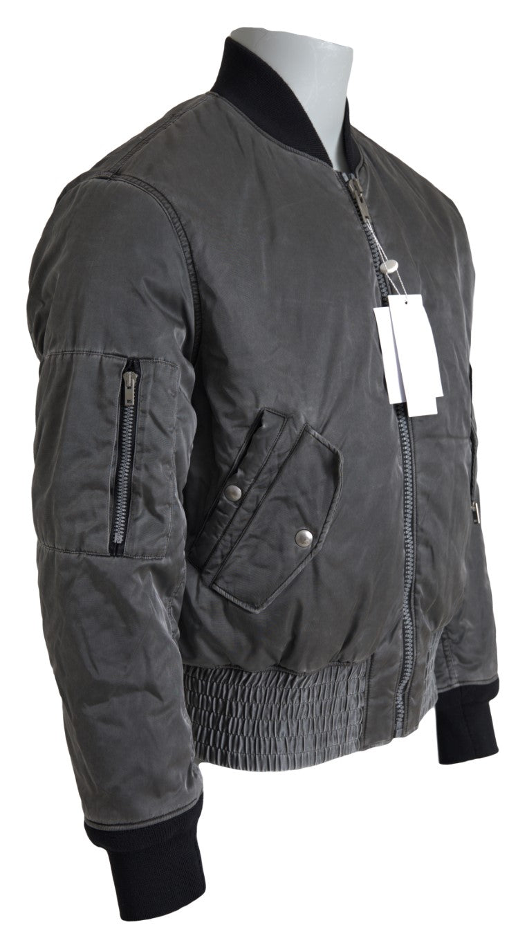 MM6 Maison Margiela Gray Bomber Zipper Pocket Sleeves Jacket MM6 Maison Margiela