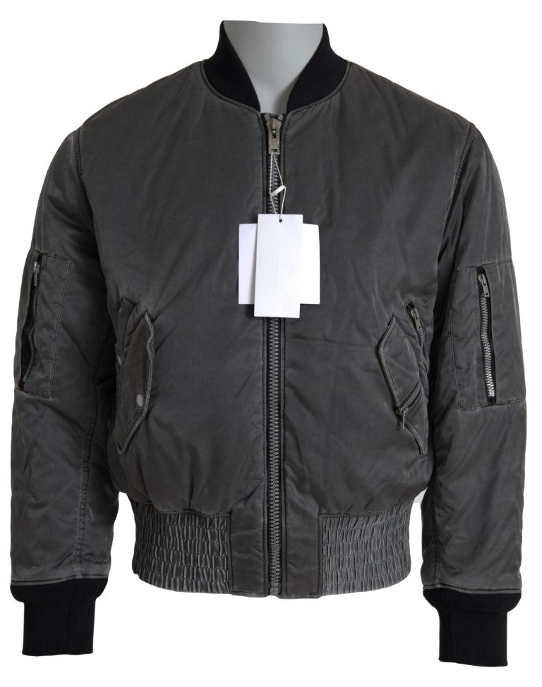 MM6 Maison Margiela Gray Bomber Zipper Pocket Sleeves Jacket MM6 Maison Margiela