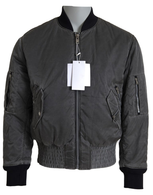 MM6 Maison Margiela Gray Bomber Zipper Pocket Sleeves Jacket MM6 Maison Margiela