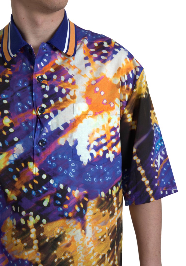 Dolce & Gabbana Luminaire Print Cotton Polo Top Men Shirt Dolce & Gabbana