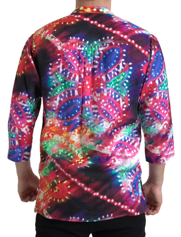 Dolce & Gabbana Multicolor Luminarie Print Linen Shirt Dolce & Gabbana