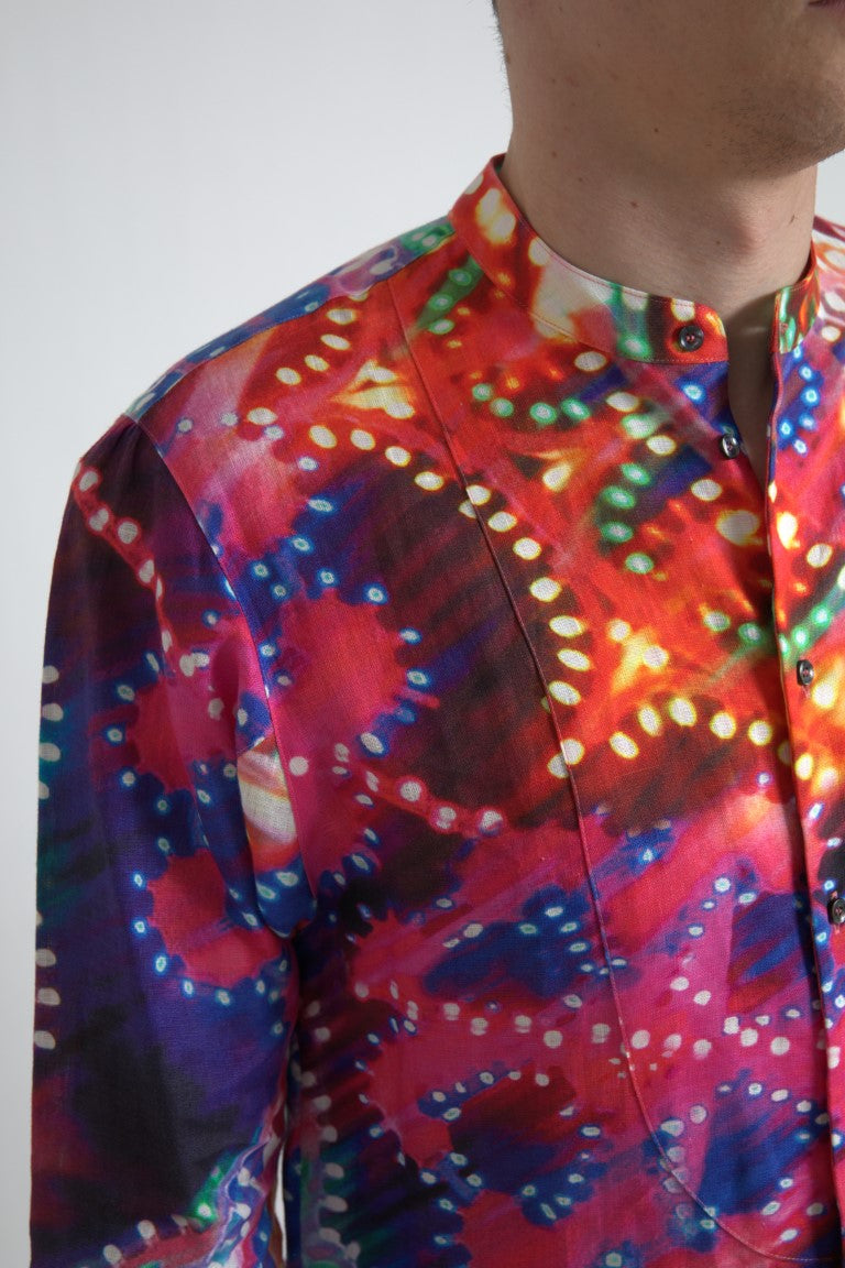 Dolce & Gabbana Multicolor Luminarie Print Linen Shirt Dolce & Gabbana