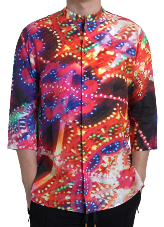 Dolce & Gabbana Multicolor Luminarie Print Linen Shirt Dolce & Gabbana