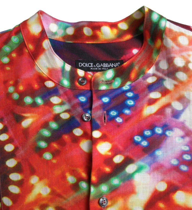 Dolce & Gabbana Multicolor Luminarie Print Linen Shirt Dolce & Gabbana