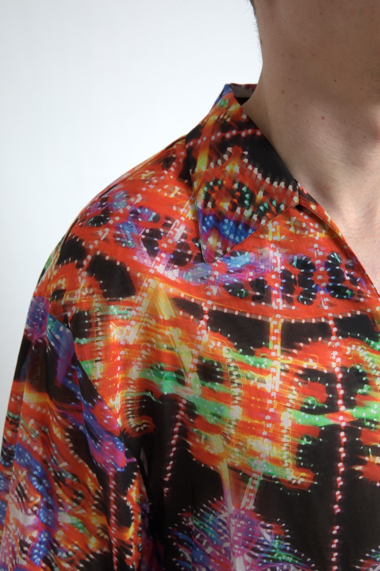 Dolce & Gabbana Multicolor Luminarie Print Men Cotton Shirt Dolce & Gabbana