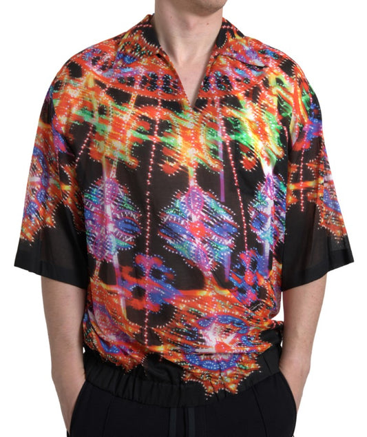 Dolce & Gabbana Multicolor Luminarie Print Men Cotton Shirt Dolce & Gabbana