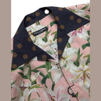 Dolce & Gabbana Cotton Polka Dot Lily Print Collared Shirt