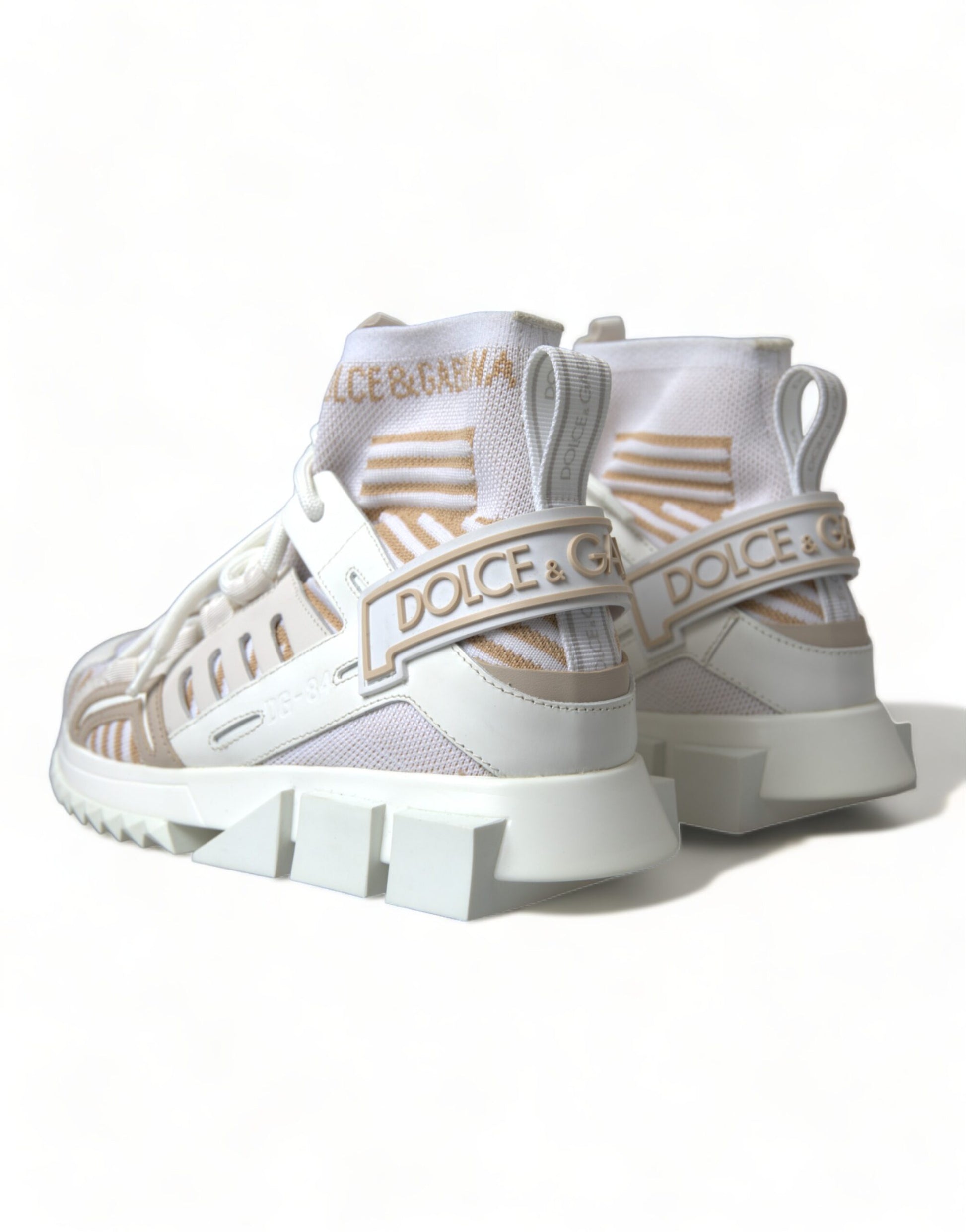 Dolce & Gabbana White Beige Sorrento Socks Sneakers Shoes Dolce & Gabbana