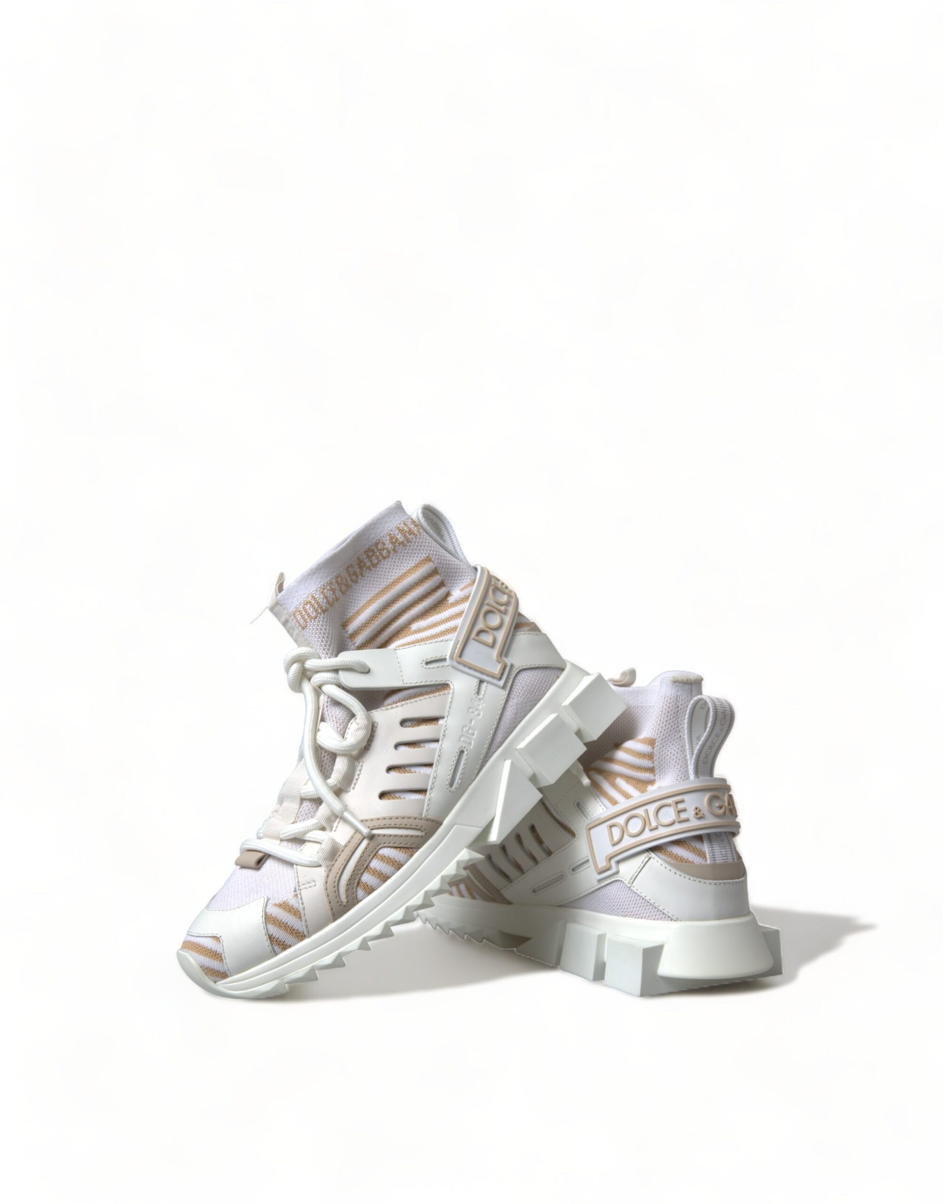 Dolce & Gabbana White Beige Sorrento Socks Sneakers Shoes Dolce & Gabbana