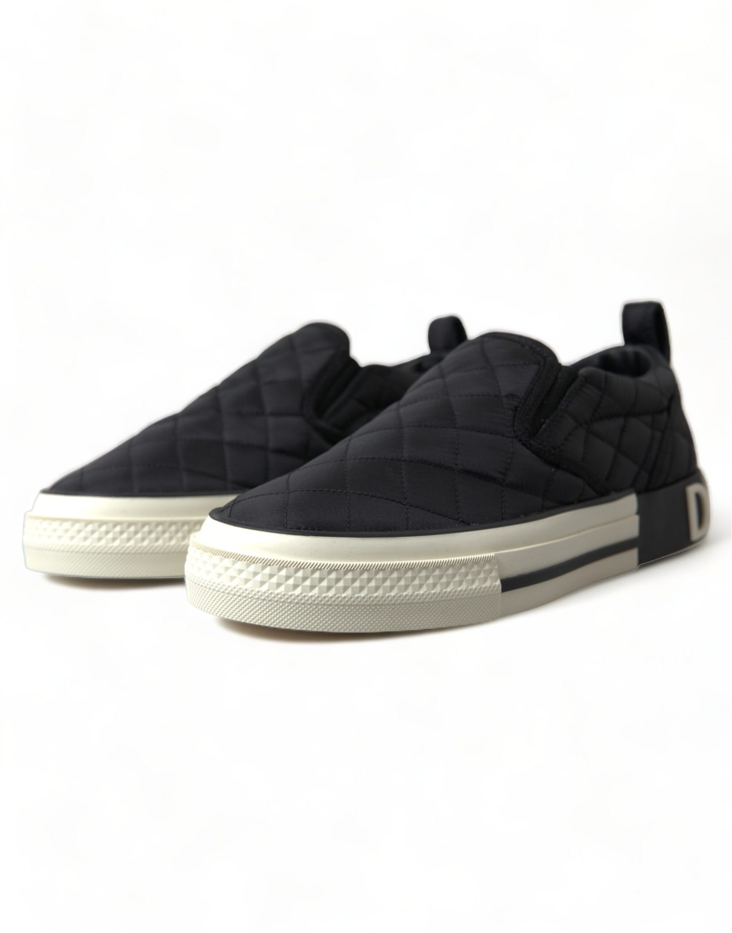 Dolce & Gabbana Black Quilted Slip On Low Top Sneakers Shoes Dolce & Gabbana