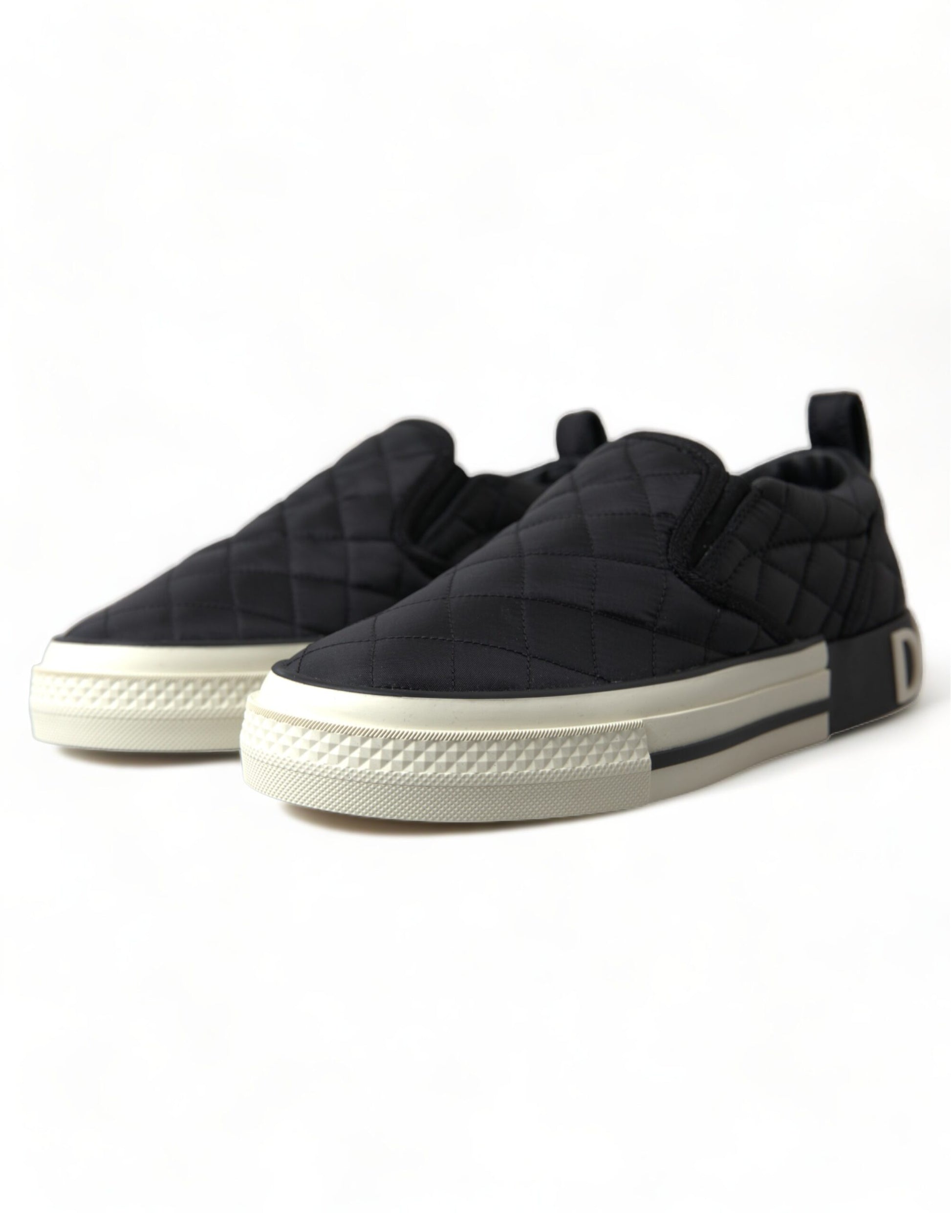 Dolce & Gabbana Black Quilted Slip On Low Top Sneakers Shoes Dolce & Gabbana