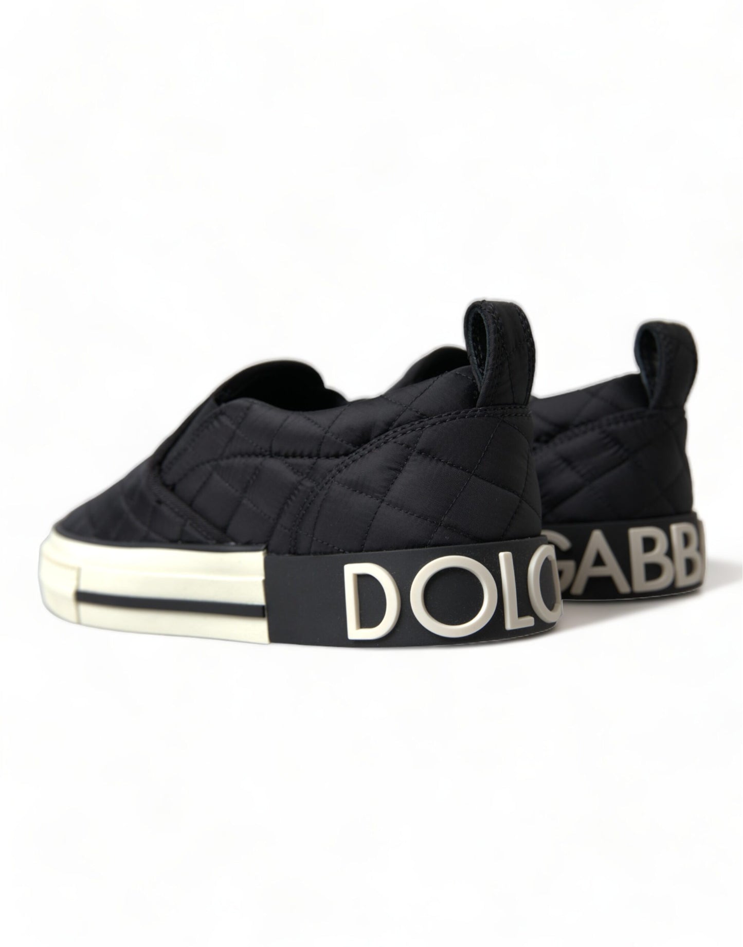 Dolce & Gabbana Black Quilted Slip On Low Top Sneakers Shoes Dolce & Gabbana