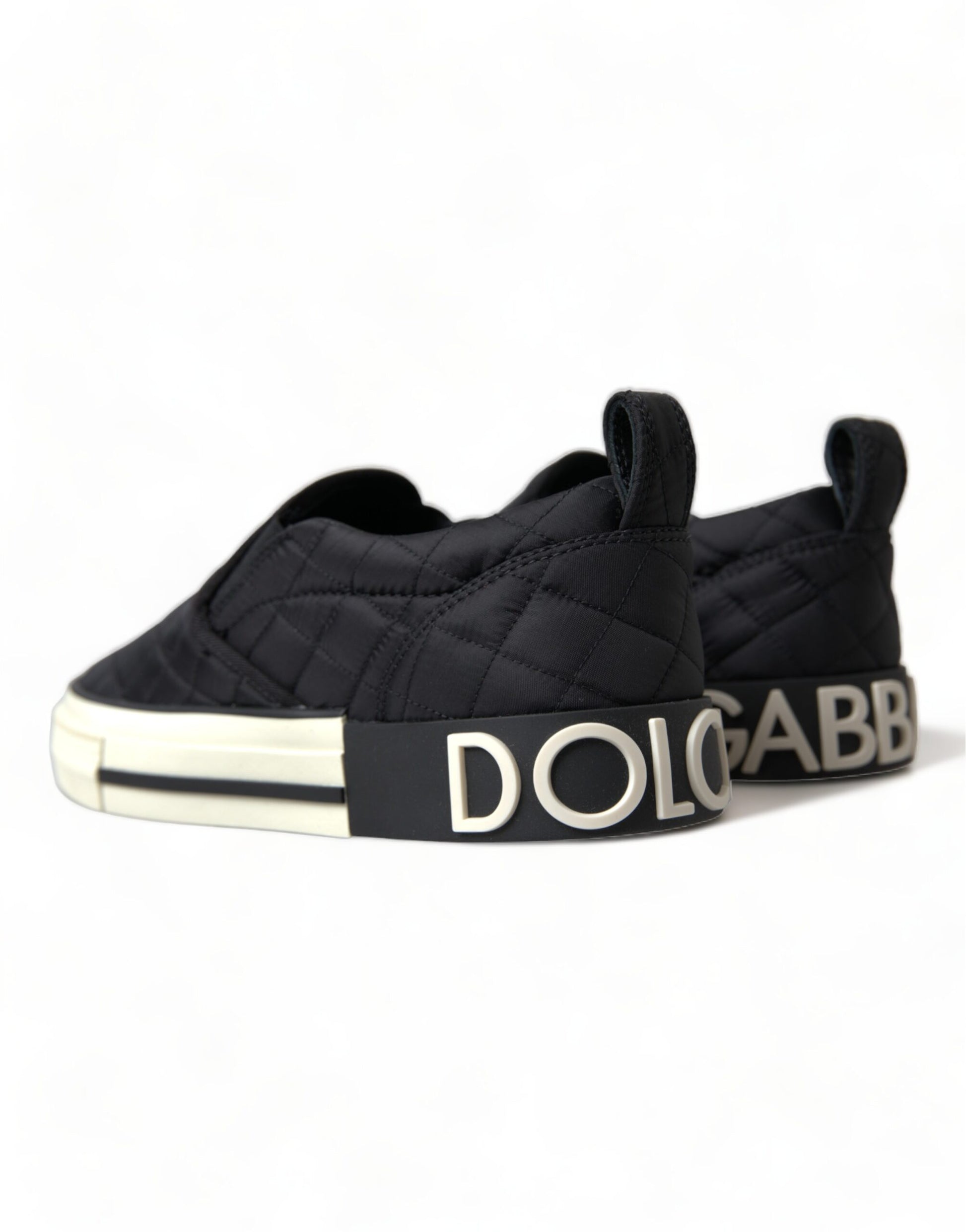 Dolce & Gabbana Black Quilted Slip On Low Top Sneakers Shoes Dolce & Gabbana